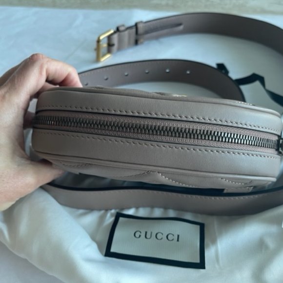 Gucci GG Marmont Belt Bag Matelasse Leather Gold Handbag Chevron Rose Bag New main image 4